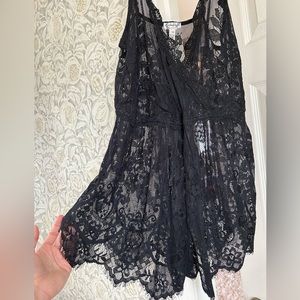 Free People Black Lace Romper